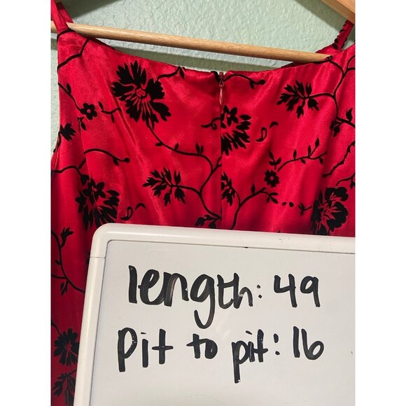 Vintage All That Jazz Women's Y2K 2000s 90s Red & Balck Floral Long Dress 5/6 - Picture 10 of 10
